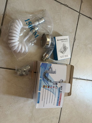 Shower set for faucet with handset, hose, switch and adhesive holder
