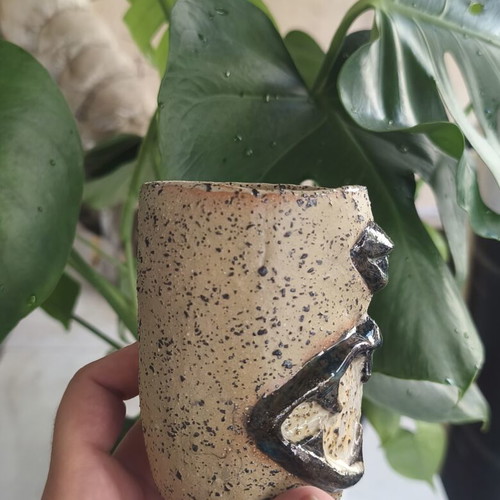 Handmade ceramic octopus cup with handle