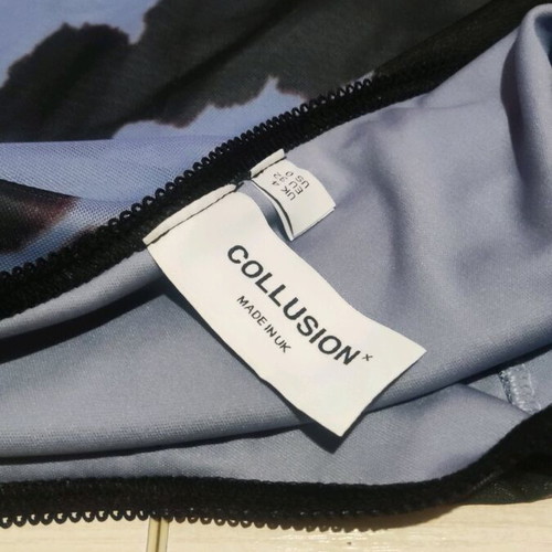 Collusion micro skirt with cow print and ruched design, new