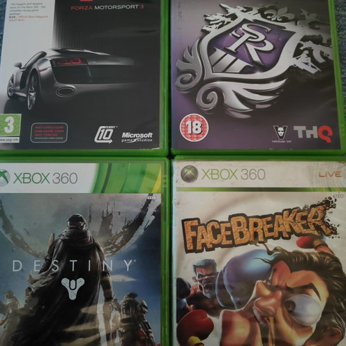 Xbox 360 game pack used with Destiny, FaceBreaker, Forza Motorsport, Saints Row
