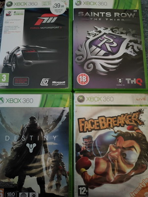 Xbox 360 game pack used with Destiny, FaceBreaker, Forza Motorsport, Saints Row