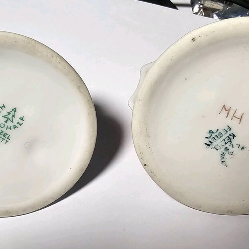 Hollohaza porcelain used, rabbits under umbrella set of 2