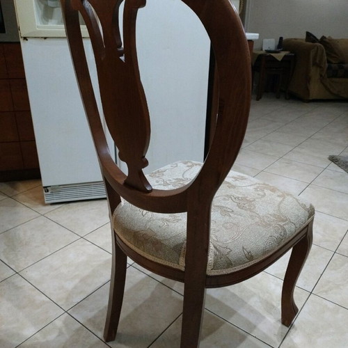 Vintage handmade carved dining chairs like new, set of 6, walnut