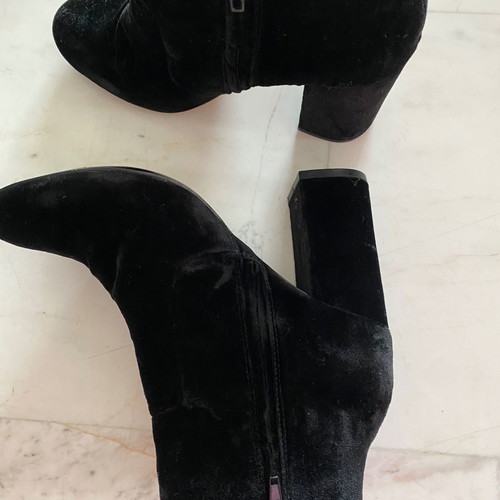 Mango black velvet ankle boots used, size 39, 10 cm heel