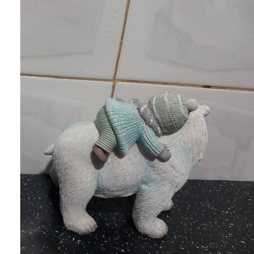 Christmas decorative statue bear with boy used