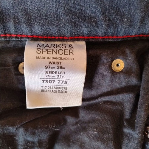 M&S Blue Harbour stormwear denim pants, size 38W/31L, blueblack