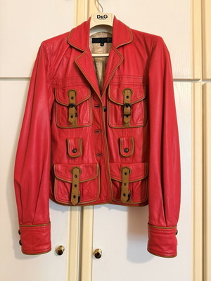 Just Cavalli women's leather jacket coral color like new size 40 IT (S)