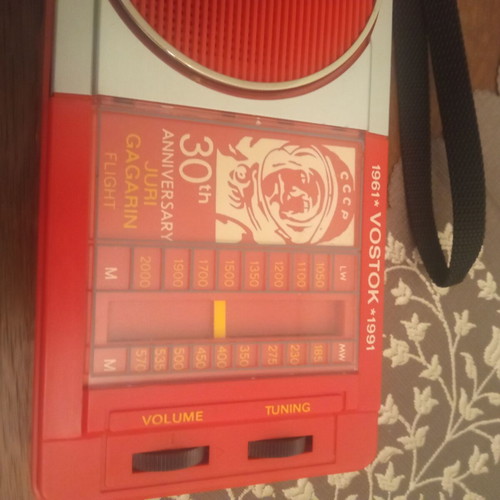 Vostok 1991 30th Anniversary Portable Radio used, Juri Gagarin Flight