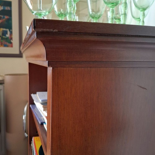 Handmade Varagki wooden bookcase used, 3 shelves with cabinet