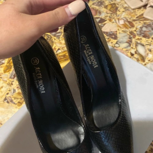 Alta Moda high heels new, size 38, black with croco effect