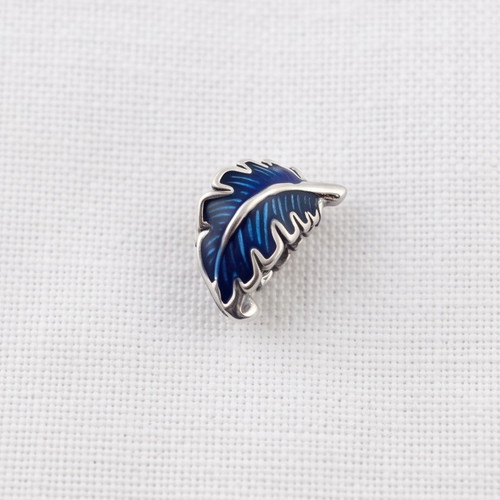 Pandora Feather Charm with Blue Enamel new