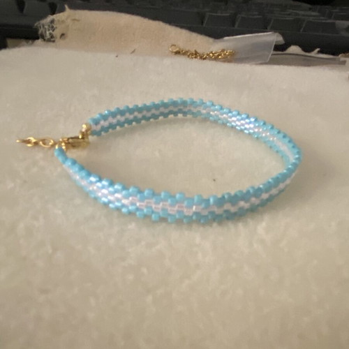 Handmade Bracelet with Miyuki Delica Beads Blue Pink new