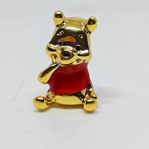 Disney Winnie the Pooh Charm pendant, like new, gold plated with red enamel
