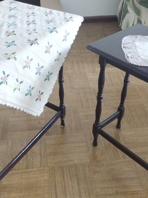 Vintage wooden side tables set of 2 used, walnut color