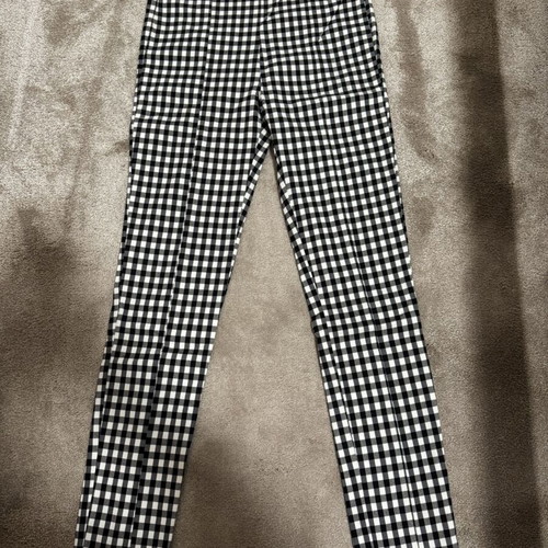 Bershka Gingham Pants slim fit high waist black and white like new