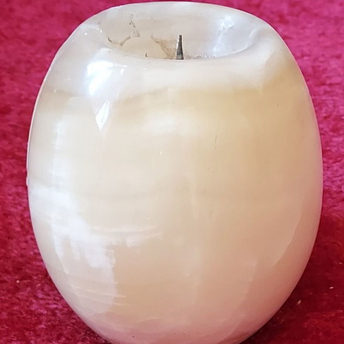 Decorative apple-shaped candle holder used, semi-precious stone