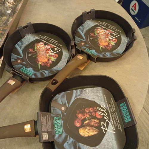 Nonstick frying pans set of 3, including grill pan