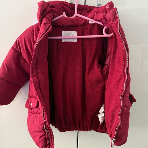 Zara jacket with inner lining for girl 3-4 years like new, red
