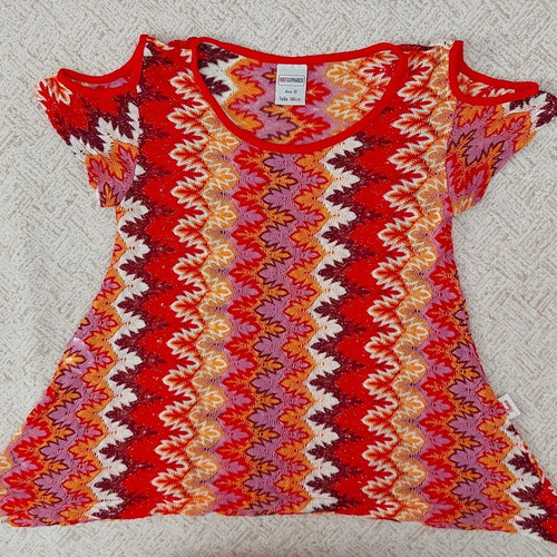 Summer blouse like new, red multicolor, size 140 cm for 10 years