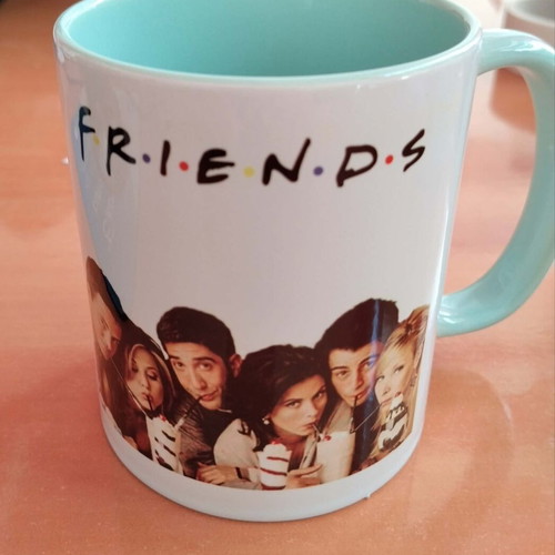 Friends Mug new, white with colored handle and interior