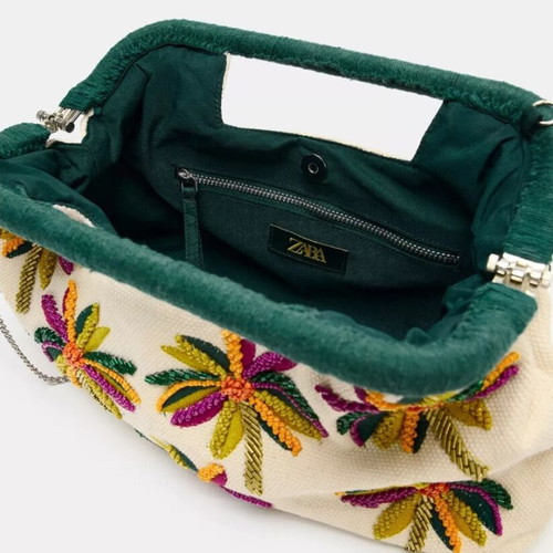 Zara printed pouch new with studs and appliqué designs