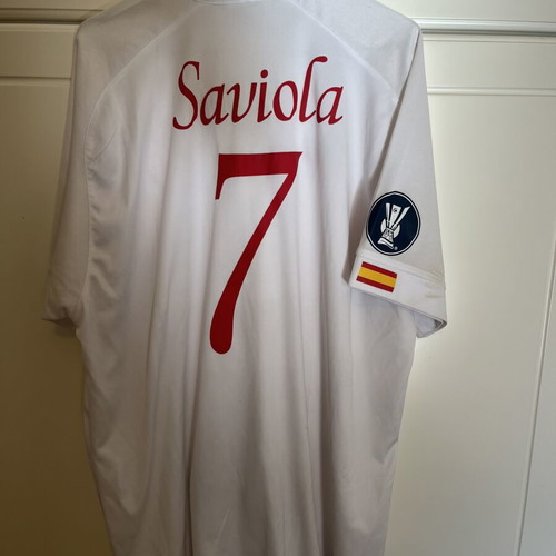 Sevilla Saviola Home Shirt UEFA Cup patch size XL like new