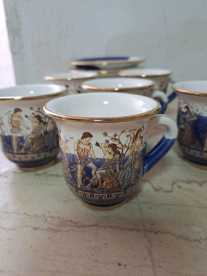 Handmade 24K gold-plated coffee cup set like new