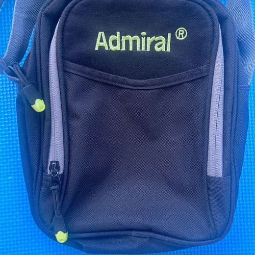 Admiral black crossbody messenger bag used with broken rear zipper