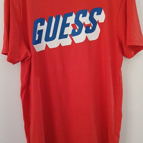Guess men's t-shirt new, organic cotton, orange, XL