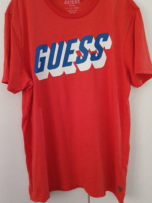 Guess men's t-shirt new, organic cotton, orange, XL