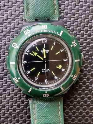 Vintage ρολόι Swatch Scuba 200 SDB113 DREAMWATER μεταχειρισμένο, πράσινο, 1998