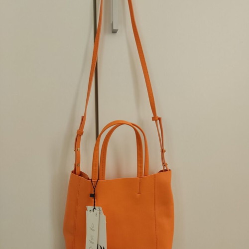 Zara orange real leather tote bag boho chic new with tags