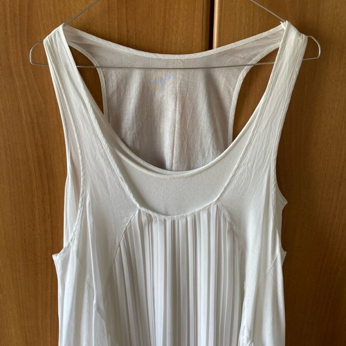 Pleated dress new, white, double layer with pockets