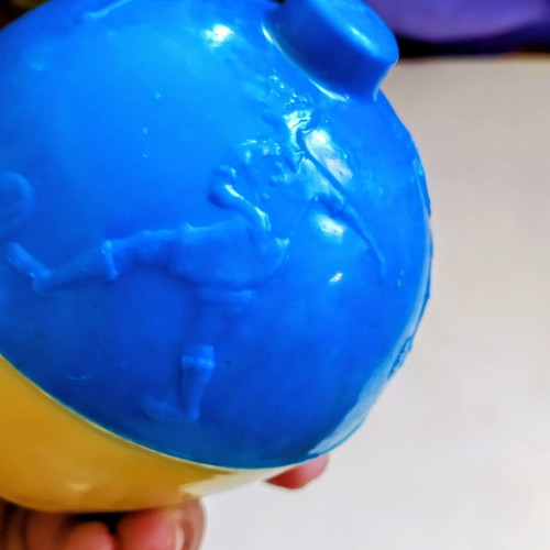 Vintage children's piggy bank with footballer design, 60s-70s