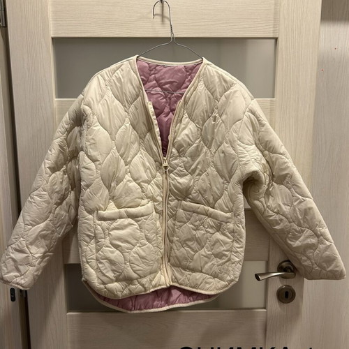 Light cream quilted lightweight women's jacket, size L