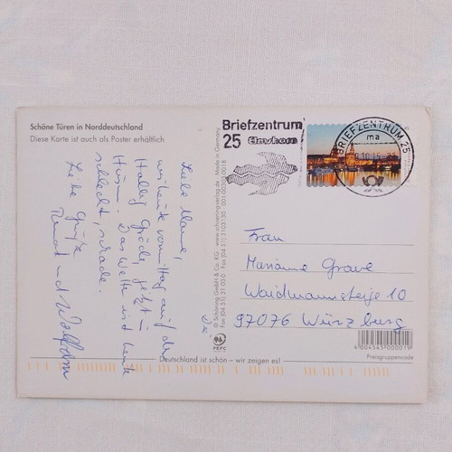 Postcard used, mailed from Germany