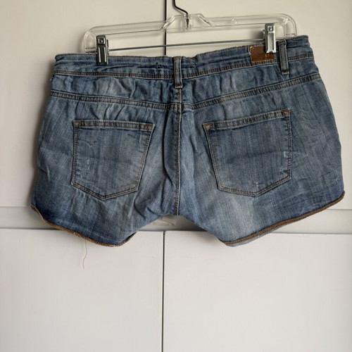 Zara TRF Distressed Denim Shorts Size L 40 Used Blue