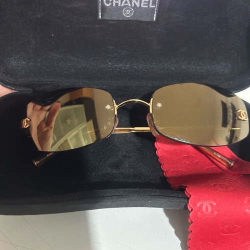 Chanel women's sunglasses with gold mirror like new