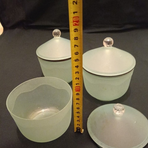 Set of 3 plastic jars with lids used, sky blue