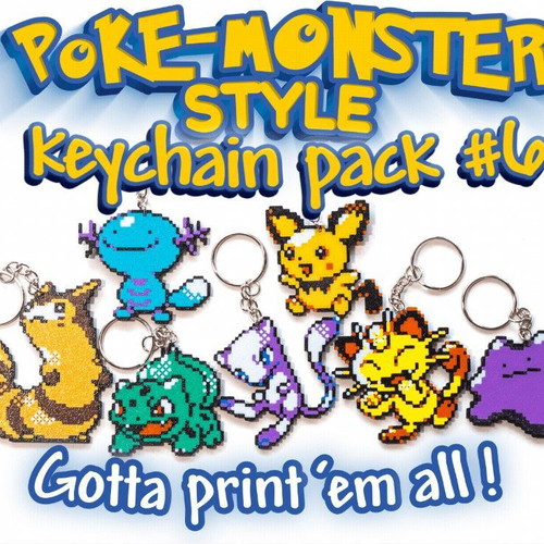 Poke-monsters keychains new, multicolored