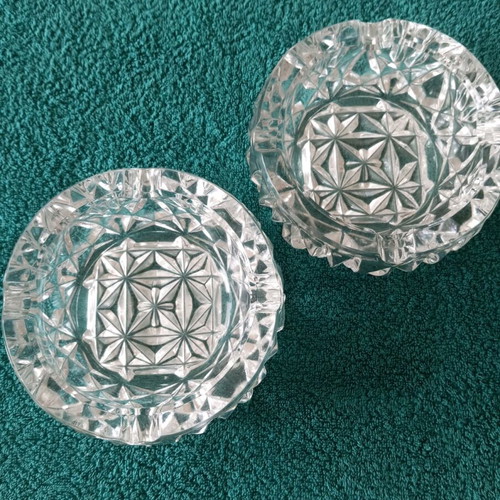 Ashtrays pair new, crystal, heavy