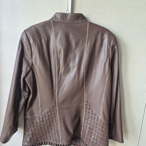 Madeleine leather biker jacket like new, brown