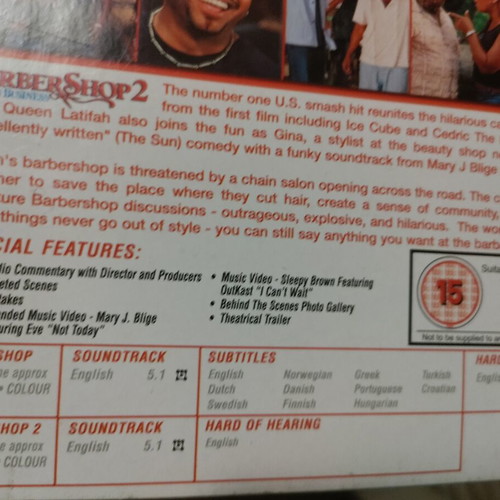 Barbershop 1 and 2 DVD used, Greek subtitles on first movie