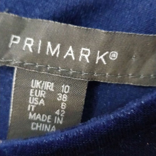 Primark long-sleeve blue velvet dress new, size 38