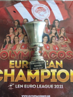 Olympiacos Water Polo Trophy Pin like new, official 2021 European champions