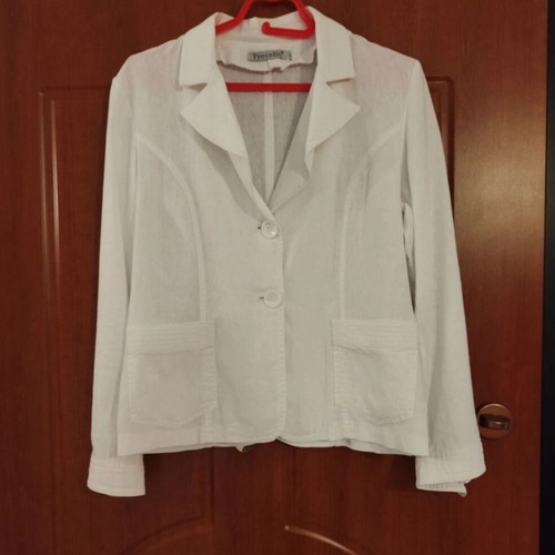 Provetto white summer jacket, cotton fabric, size M-L
