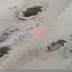 Винтидж порцеланов комплект за кафе и чай с розови и жълти цветя, отлично състояние