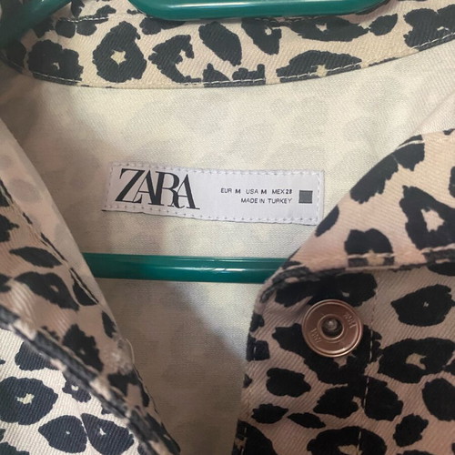 Zara women's leopard print jacket, black and white, size L