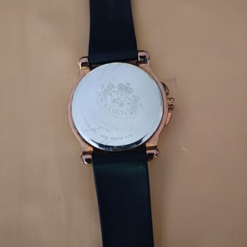Juicy Couture wristwatch used with zircon decoration and black rubber strap