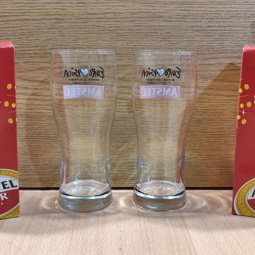 Amstel Eurovision Song Contest Athens 2006 glass set of two new